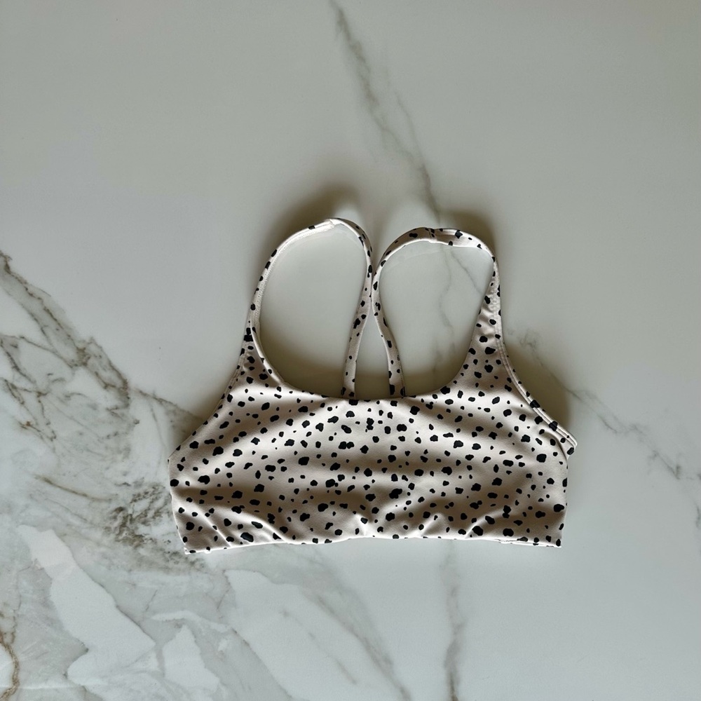 Vuori Cream and Black Spotted Sports Bra